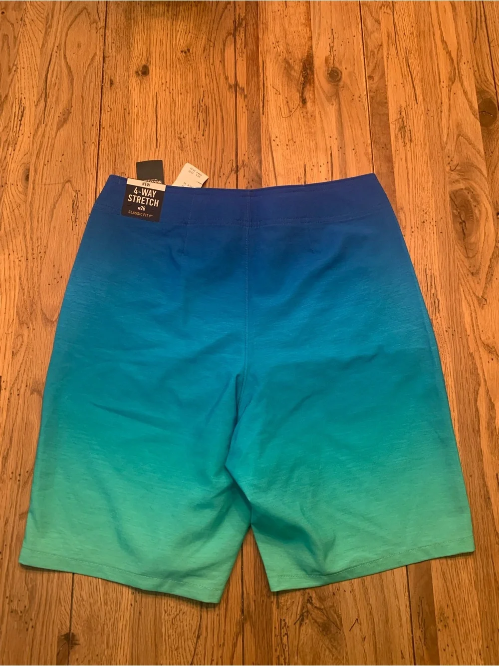 Hollister Teal-to-Blue Ombre Board Shorts/Swim Trunks